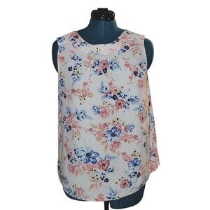 TALBOTS Light Pink Floral Tank Sleeveless Blouse Top Size Women’s Petite Large